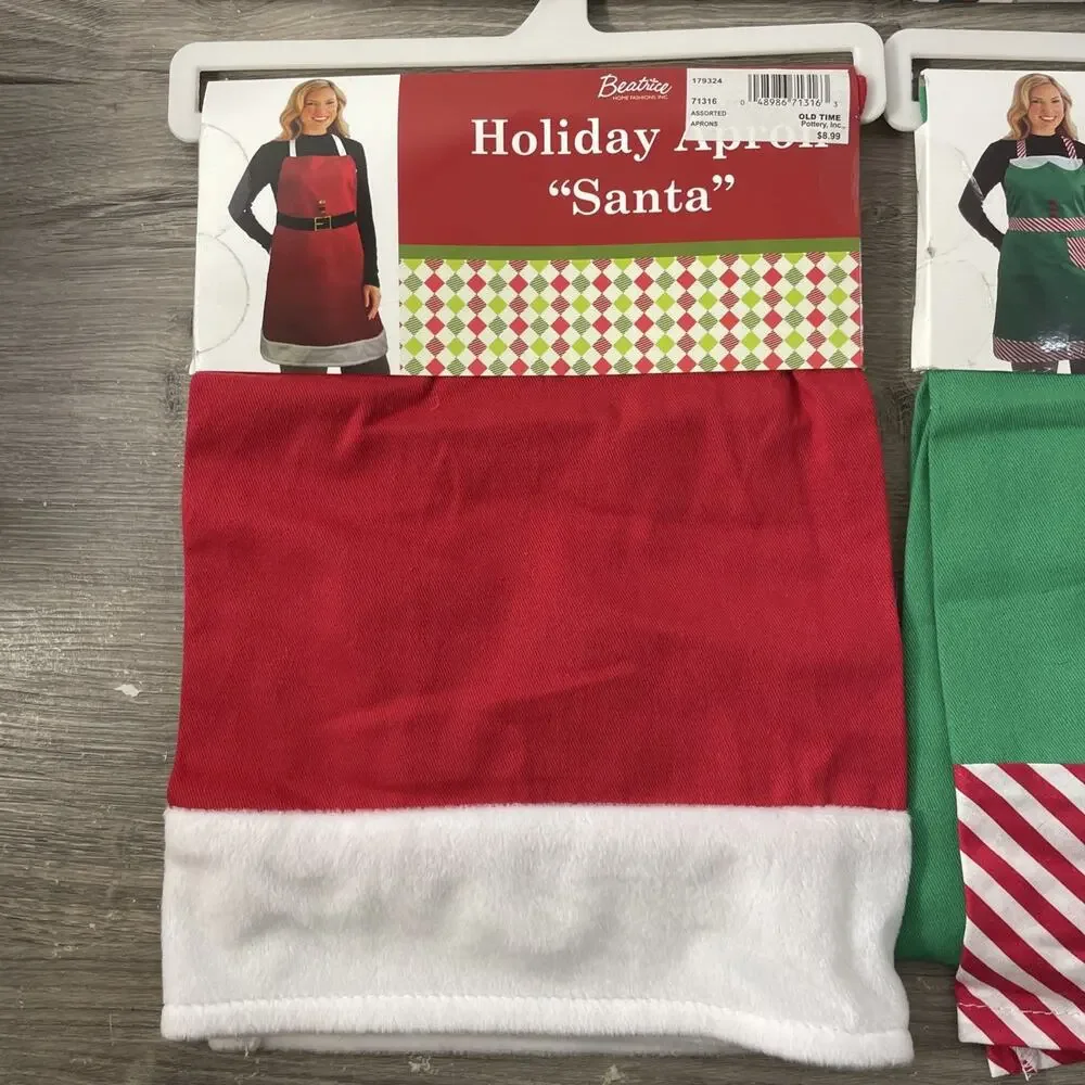 NWT 3pc Christmas Bundle Santa & Elf Aprons + Maker’s Holiday Camper Garden Flag